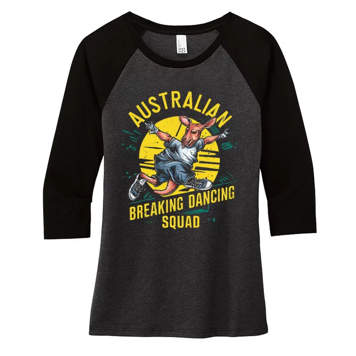 Australian Break Dancing Squad Kangaroo Women's Tri-Blend 3/4-Sleeve Raglan Shirt