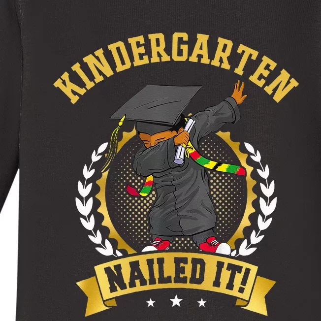 Afro Black Dabbing Boy Graduation Kindergarten Nailed It Baby Long Sleeve Bodysuit