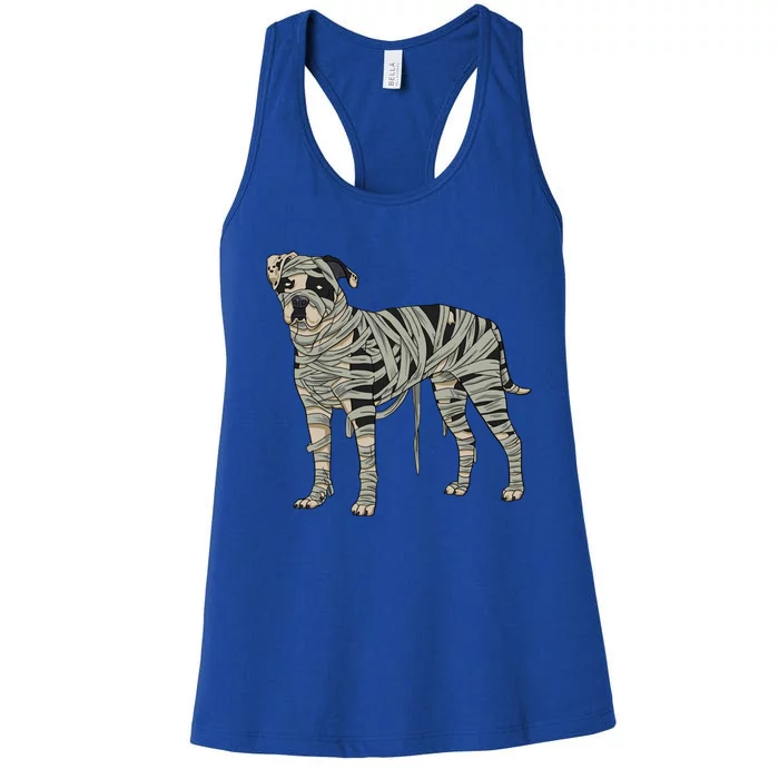 American Bulldog Dog Mummy Halloween Costume Dog Lovers Gift Women's Racerback Tank