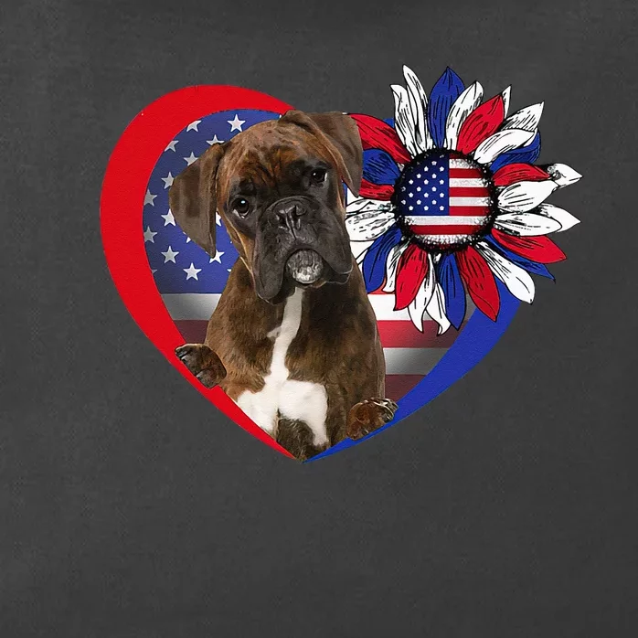 American Boxer Dog Heart 4th Of July USA Flag Patriotic Zip Tote Bag