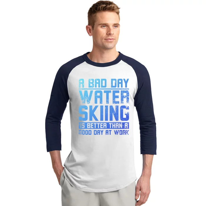 A Bad Day Water Skiing Cool Gift Baseball Sleeve Shirt