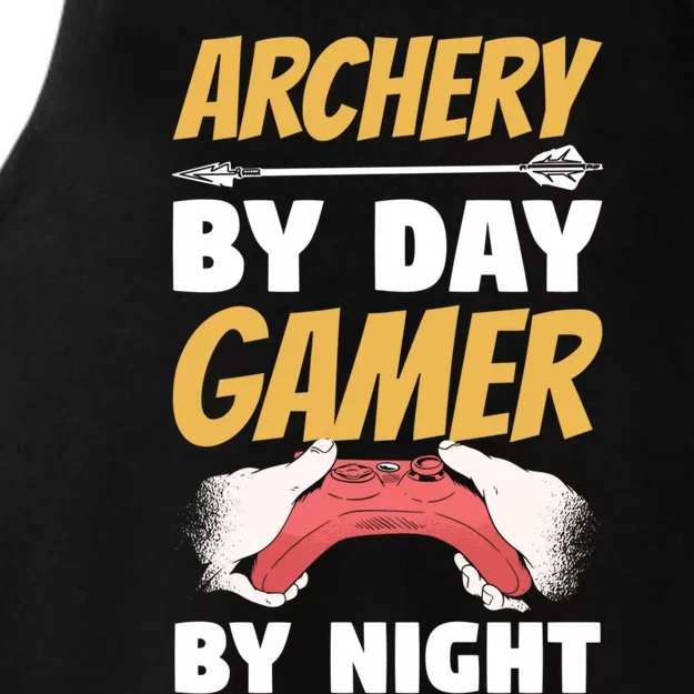 Archery By Day Gamer By Night Bow Hunting Archer Funny Gift Ladies Tri-Blend Wicking Tank