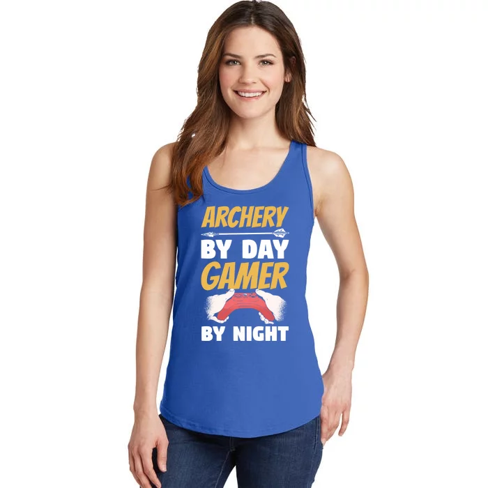 Archery By Day Gamer By Night Bow Hunting Archer Funny Gift Ladies Essential Tank