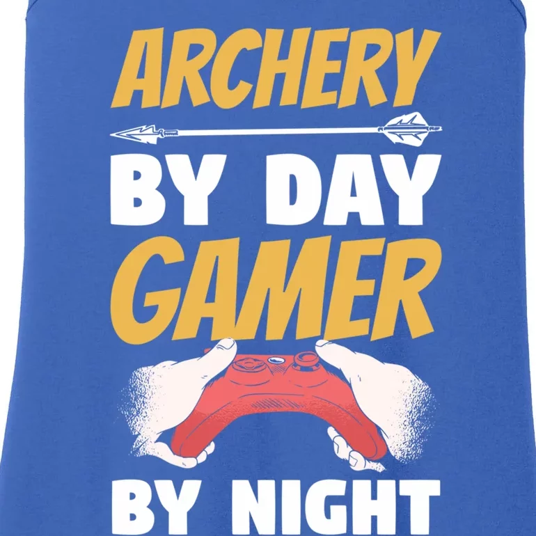 Archery By Day Gamer By Night Bow Hunting Archer Funny Gift Ladies Essential Tank