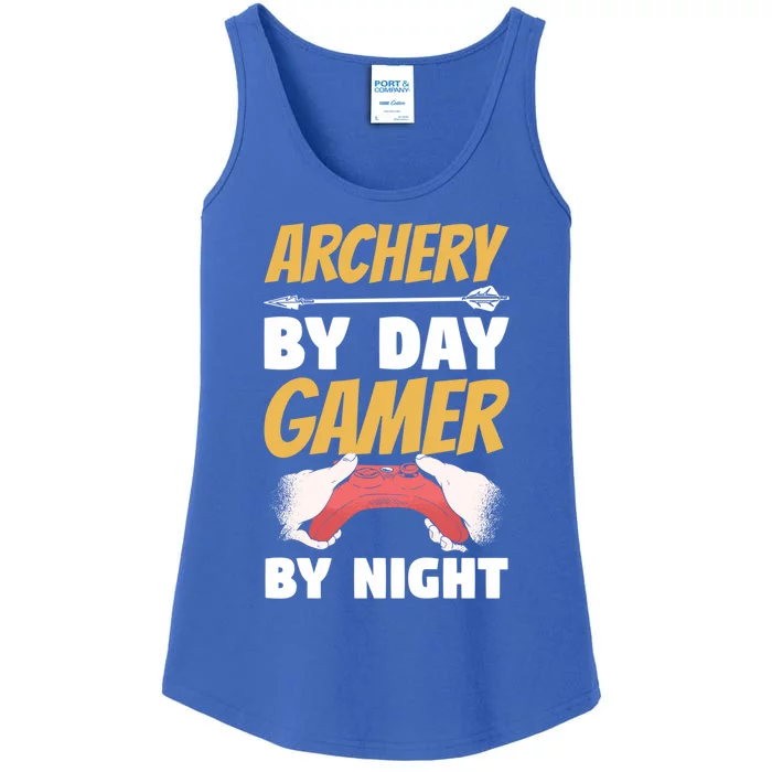 Archery By Day Gamer By Night Bow Hunting Archer Funny Gift Ladies Essential Tank