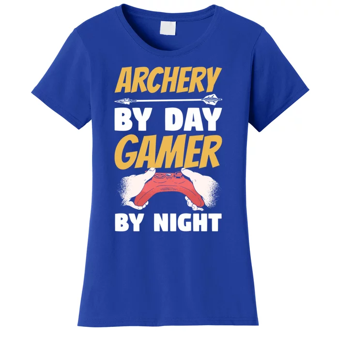 Archery By Day Gamer By Night Bow Hunting Archer Funny Gift Women's T-Shirt