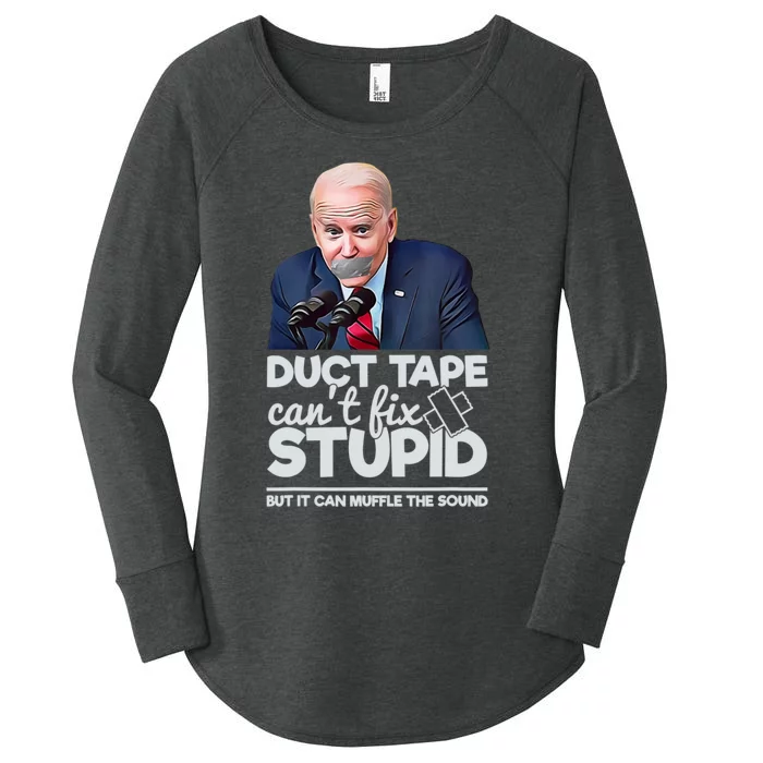 Anti Biden Duct Tape Can’t Fix Stupid Sarcastic Political Humor Biden Women's Perfect Tri Tunic Long Sleeve Shirt