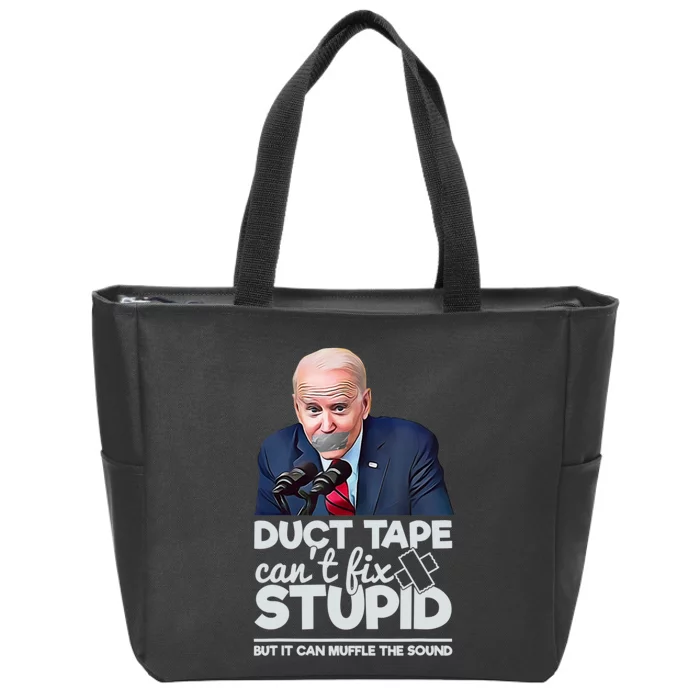 Anti Biden Duct Tape Can’t Fix Stupid Sarcastic Political Humor Biden Zip Tote Bag