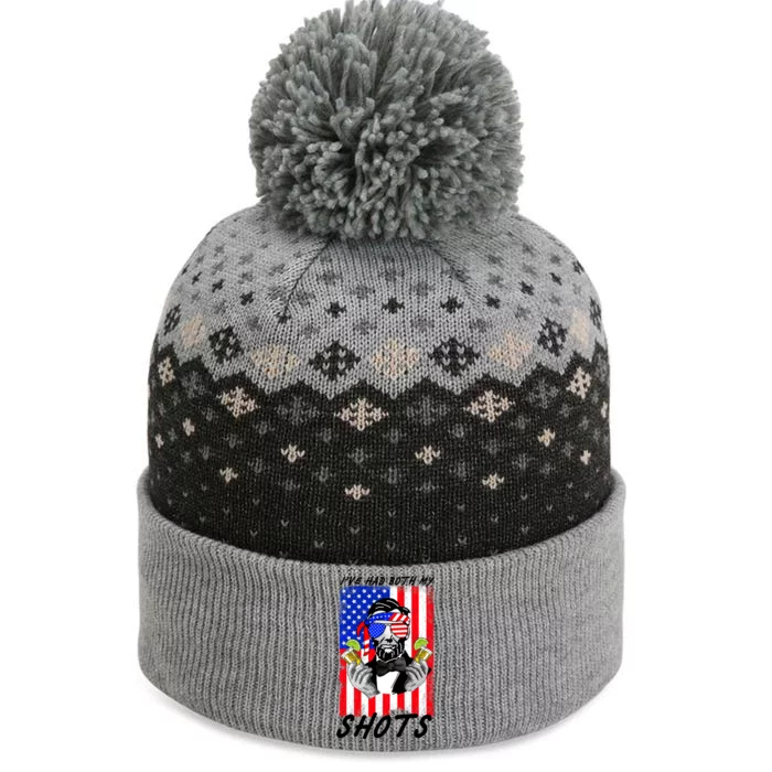 Abe Lincoln 4th of July I've Had Both My Shots Funny The Baniff Cuffed Pom Beanie