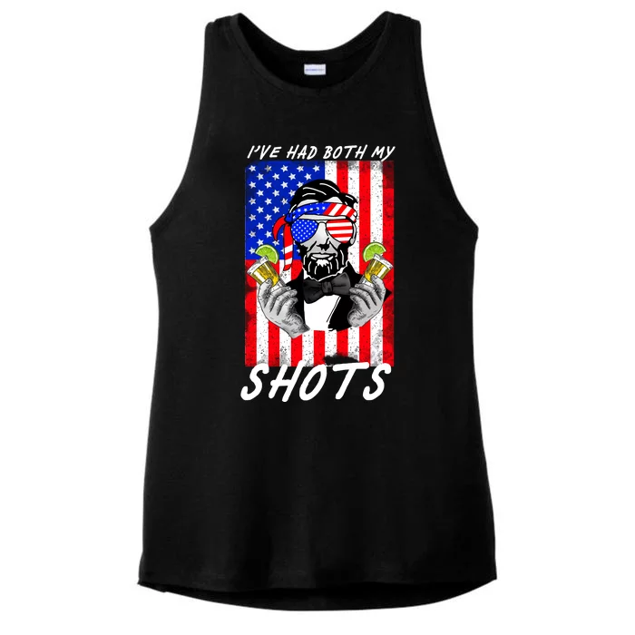 Abe Lincoln 4th of July I've Had Both My Shots Funny Ladies Tri-Blend Wicking Tank