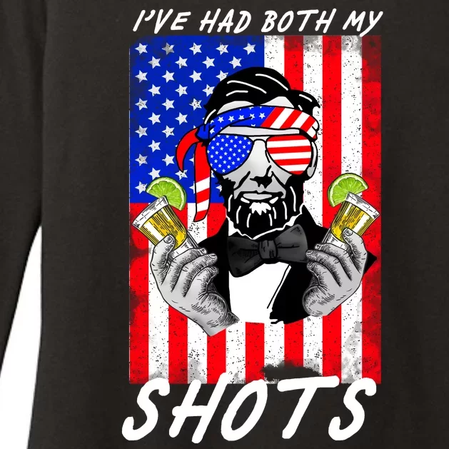 Abe Lincoln 4th of July I've Had Both My Shots Funny Womens CVC Long Sleeve Shirt