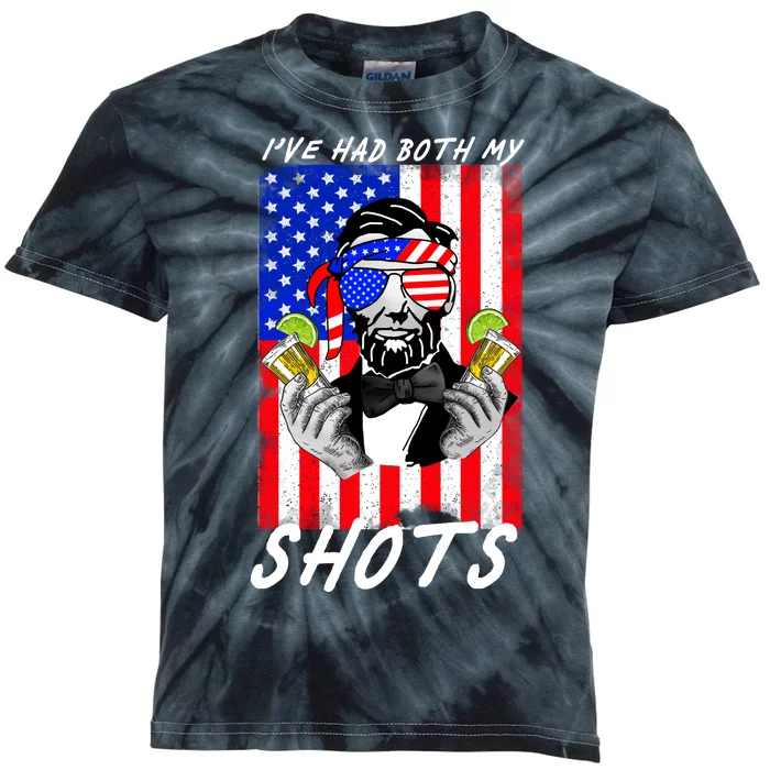 Abe Lincoln 4th of July I've Had Both My Shots Funny Kids Tie-Dye T-Shirt