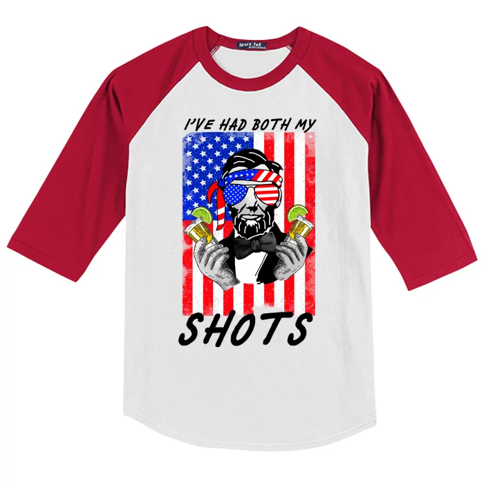 Abe Lincoln 4th of July I've Had Both My Shots Funny Kids Colorblock Raglan Jersey