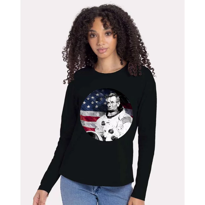 Abe Lincoln Astronaut Womens Cotton Relaxed Long Sleeve T-Shirt