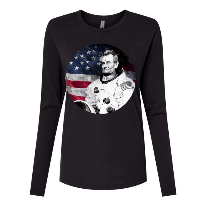 Abe Lincoln Astronaut Womens Cotton Relaxed Long Sleeve T-Shirt