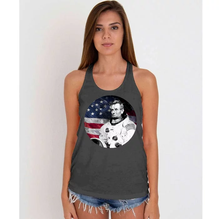 Abe Lincoln Astronaut Women's Knotted Racerback Tank