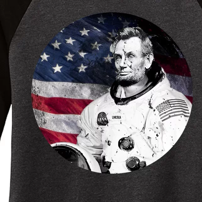 Abe Lincoln Astronaut Women's Tri-Blend 3/4-Sleeve Raglan Shirt