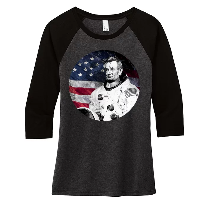 Abe Lincoln Astronaut Women's Tri-Blend 3/4-Sleeve Raglan Shirt