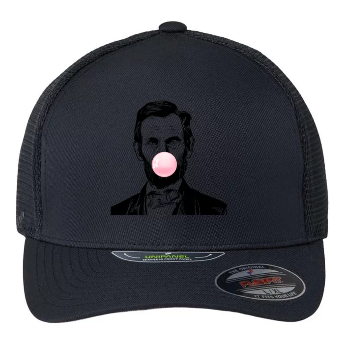 Abe Lincoln Blowing Bubble Gum Flexfit Unipanel Trucker Cap