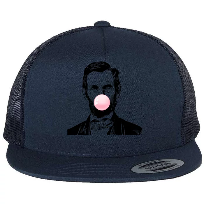 Abe Lincoln Blowing Bubble Gum Flat Bill Trucker Hat