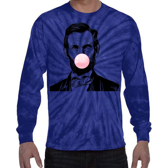 Abe Lincoln Blowing Bubble Gum Tie-Dye Long Sleeve Shirt