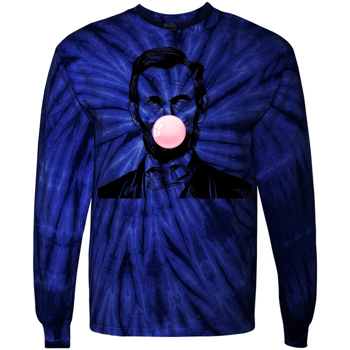 Abe Lincoln Blowing Bubble Gum Tie-Dye Long Sleeve Shirt