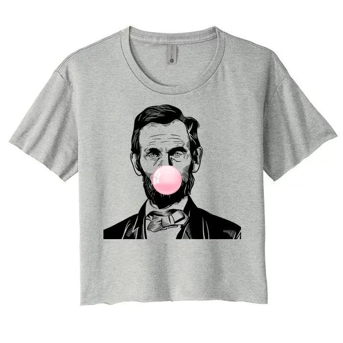 Abe Lincoln Blowing Bubble Gum Women's Crop Top Tee