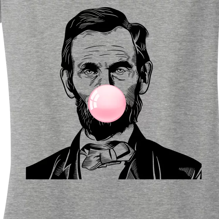 Abe Lincoln Blowing Bubble Gum Women's V-Neck T-Shirt