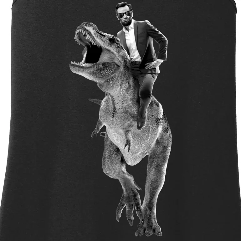 Abe Lincoln Riding A Dinosaur Ladies Essential Tank