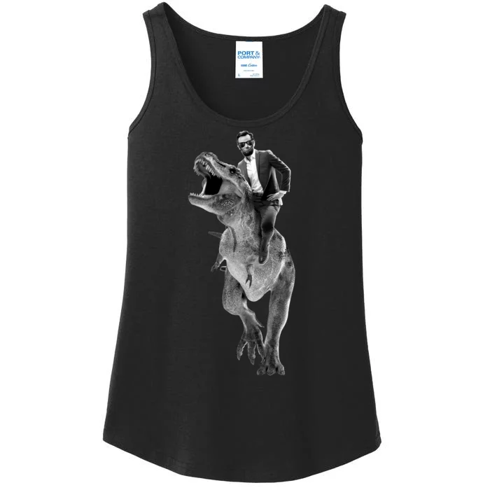 Abe Lincoln Riding A Dinosaur Ladies Essential Tank