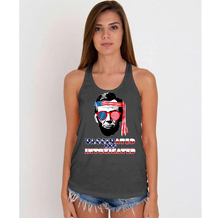 Abe Lincoln Vaccinated & Intoxicated Women's Knotted Racerback Tank