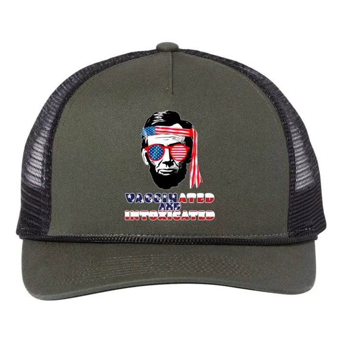 Abe Lincoln Vaccinated & Intoxicated Retro Rope Trucker Hat Cap