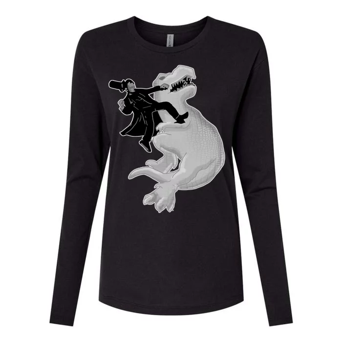 Abe Vs T-Rex Womens Cotton Relaxed Long Sleeve T-Shirt