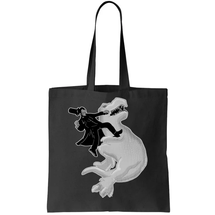 Abe Vs T-Rex Tote Bag