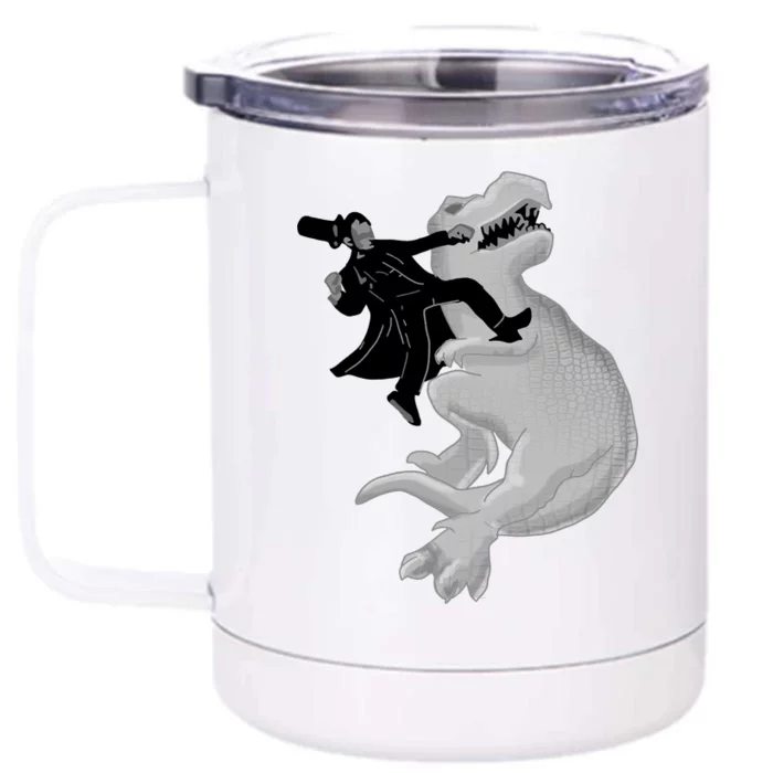 Abe Vs T-Rex Front & Back 12oz Stainless Steel Tumbler Cup