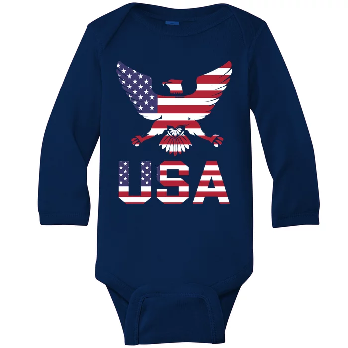 American Bald Eagle Usa America National Holiday Baby Long Sleeve Bodysuit