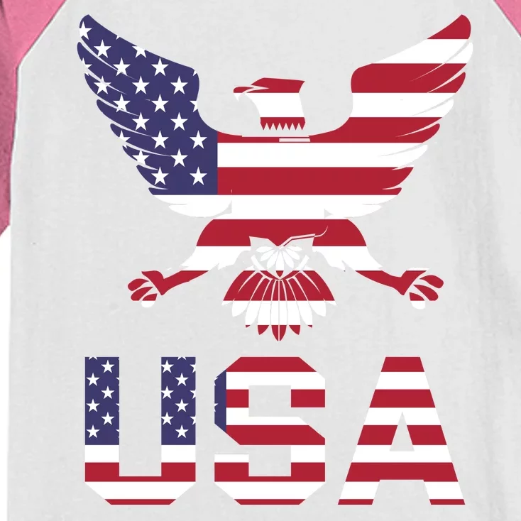 American Bald Eagle Usa America National Holiday Kids Colorblock Raglan Jersey