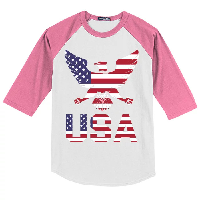 American Bald Eagle Usa America National Holiday Kids Colorblock Raglan Jersey