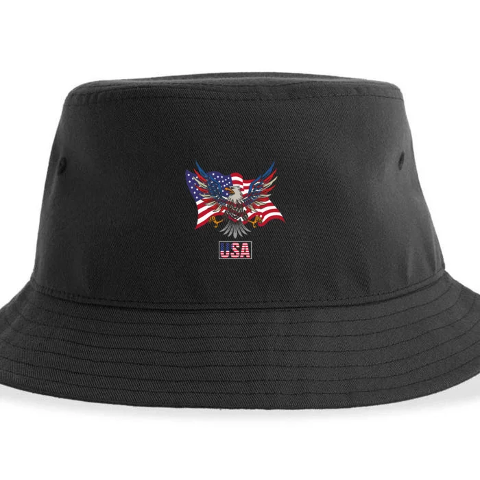 American Bald Eagle Usa Flag Sustainable Bucket Hat