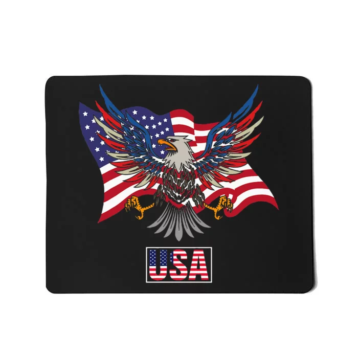 American Bald Eagle Usa Flag Mousepad