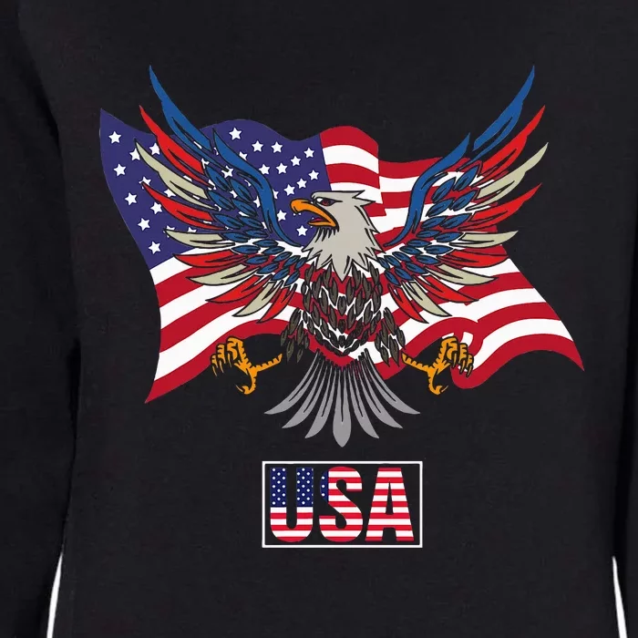 American Bald Eagle Usa Flag Womens California Wash Sweatshirt