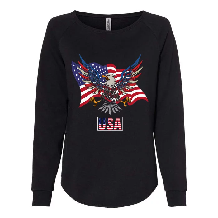 American Bald Eagle Usa Flag Womens California Wash Sweatshirt