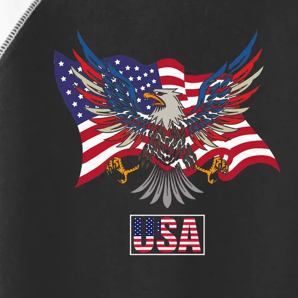 American Bald Eagle Usa Flag Toddler Fine Jersey T-Shirt