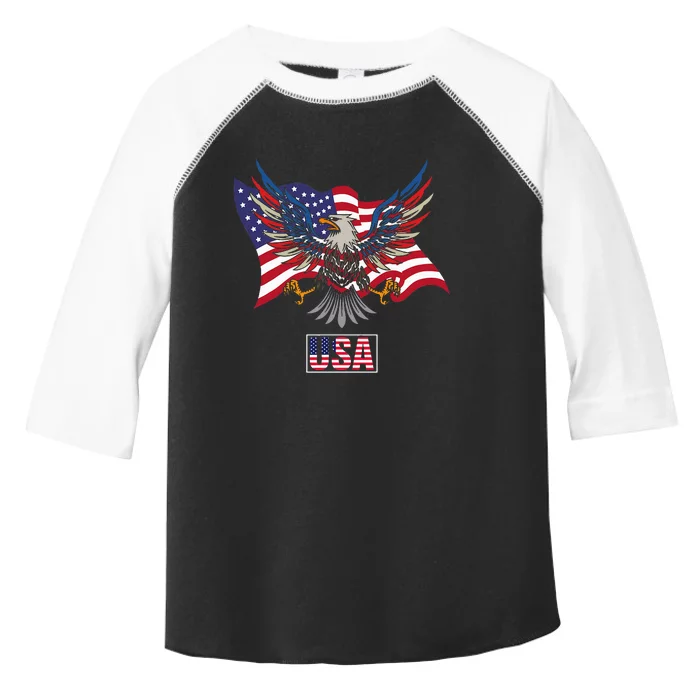 American Bald Eagle Usa Flag Toddler Fine Jersey T-Shirt