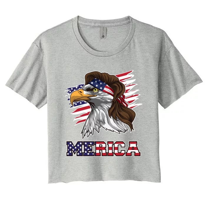 American Bald Eagle Mullet Merica Bird Of Prey Cool Gift Women's Crop Top Tee