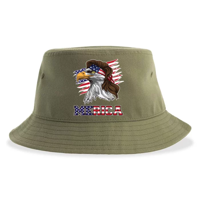 American Bald Eagle Mullet Merica Bird Of Prey Gift Sustainable Bucket Hat