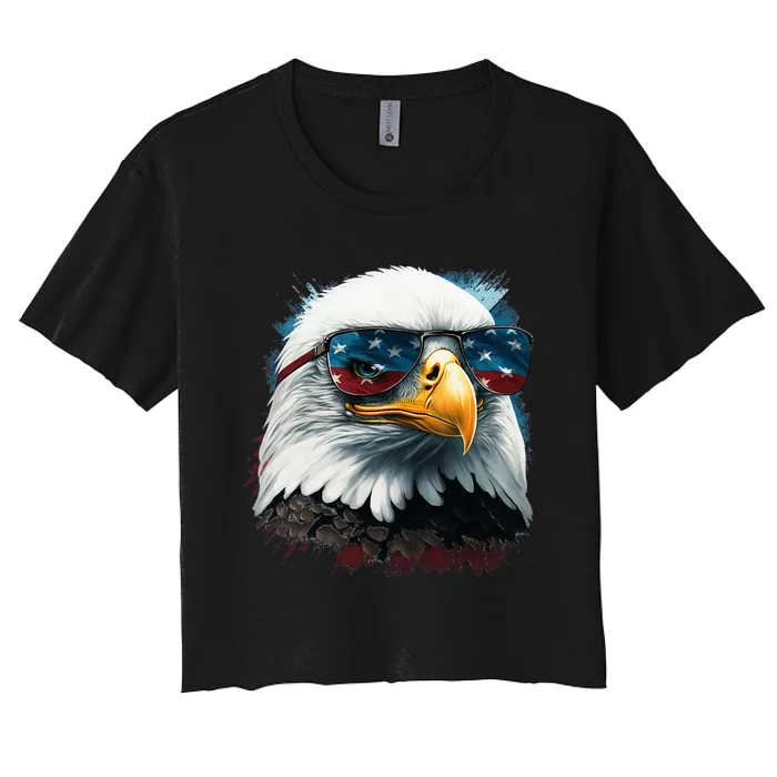 American Bald Eagle Usa Flag Eagle Usa Women's Crop Top Tee