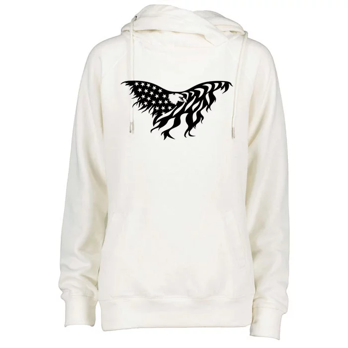 American Bald Eagle Emblem Womens Funnel Neck Pullover Hood