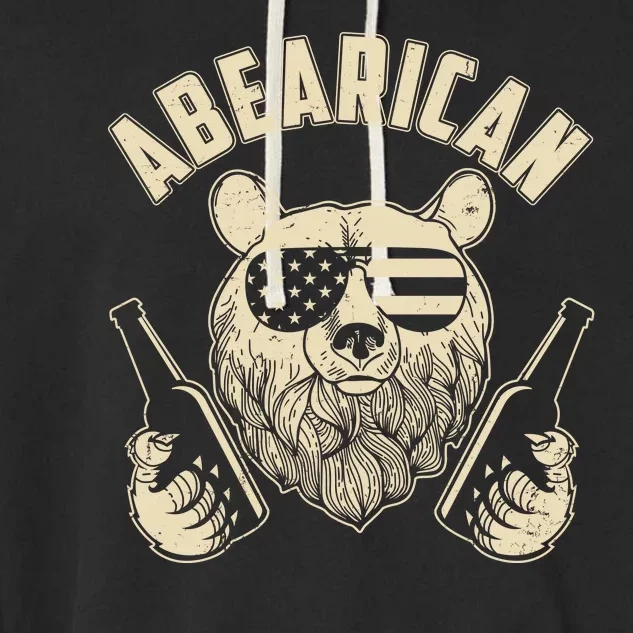 Abearican American Bear Beers Garment-Dyed Fleece Hoodie