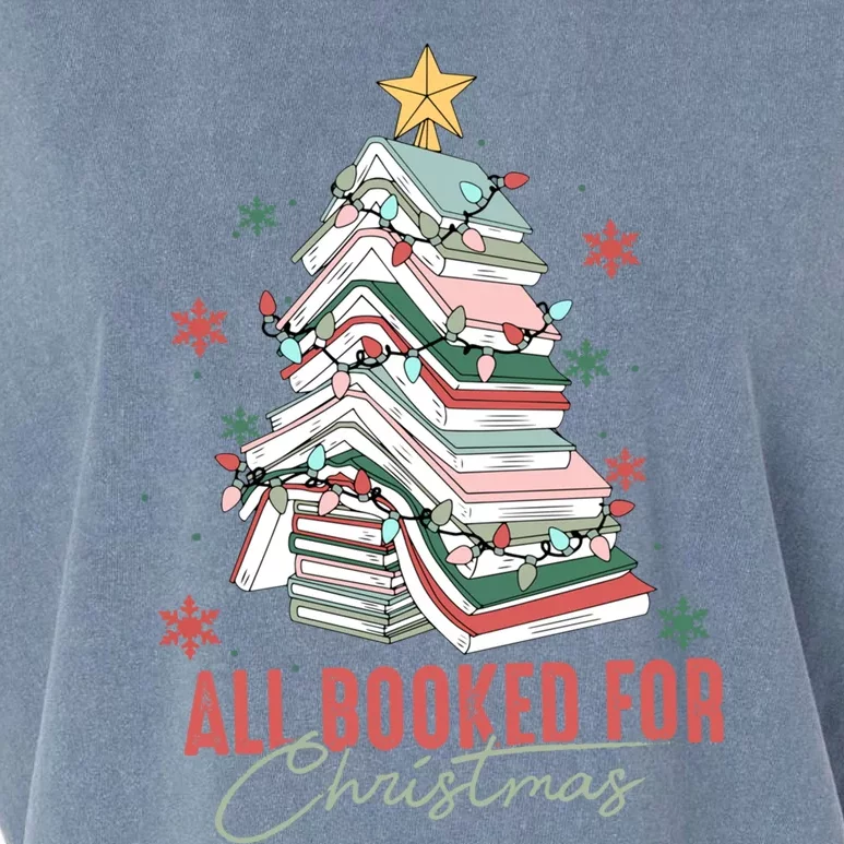 All Booked For Christmas Book Tree Christmas Xmas Lights Gift Garment-Dyed Women's Muscle Tee